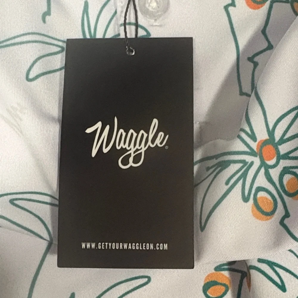 Wrangler Light Blue Palm-Print Short Sleeve Polo - Picture 4 of 5